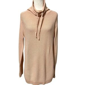 Sigrid Olsen Pink Cowl Neck Tunic Waffle Knit Sweater Size M